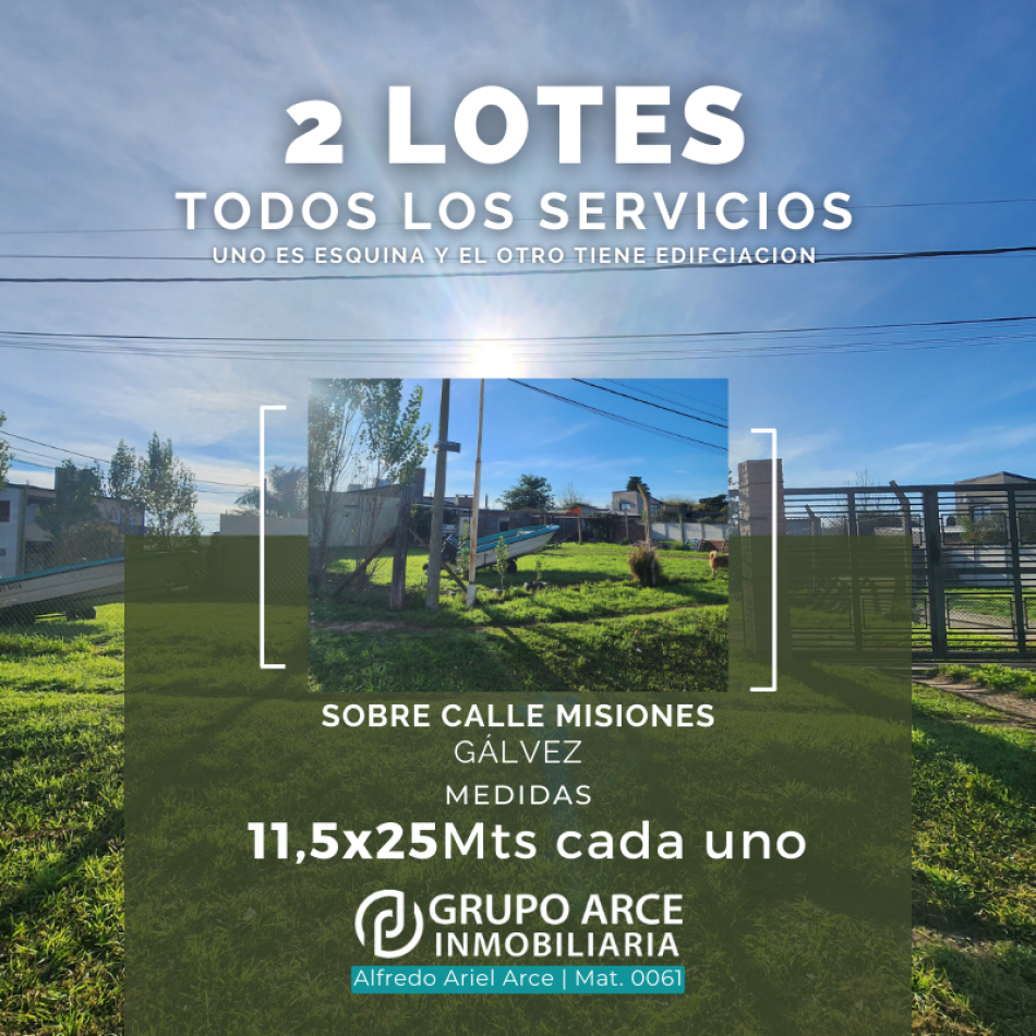 2 Lotes a la VENTA