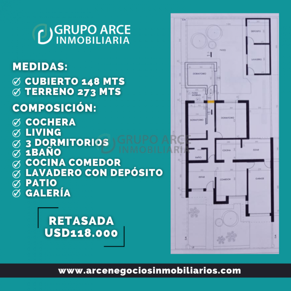 Casa a la venta retasada